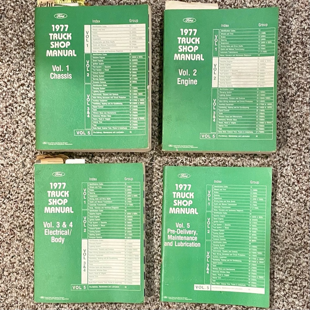 Ford 1977 Truck Shop Manual Set - Green